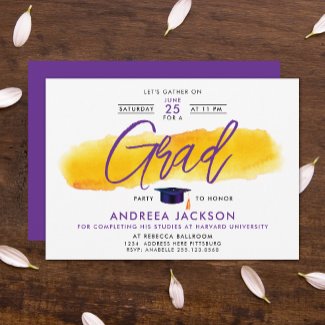 Simple Modern Purple Yellow Graduation Calligraphy