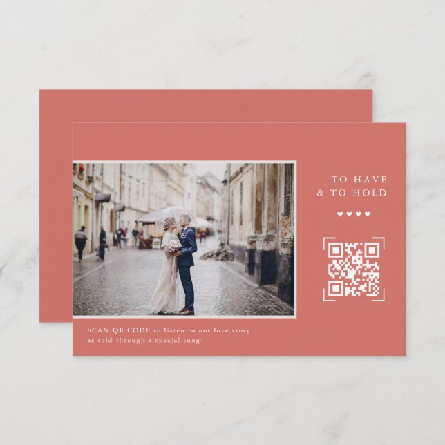 Simple Modern QR Code | Letter to Bride Photo Thank You Card (Front/Back)