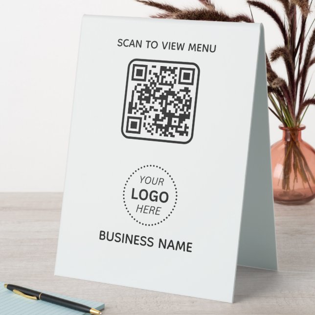 Simple Modern QR Code Menu Business Name & Logo  Table Tent (In SItu (Table))