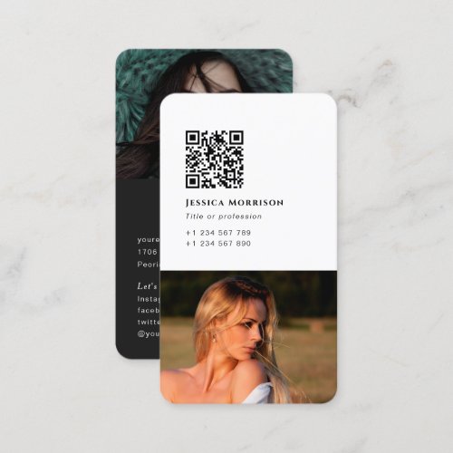 simple modern QR code photographer networking Business Card