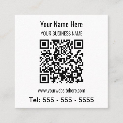 Simple Modern QR Code Square Business Card
