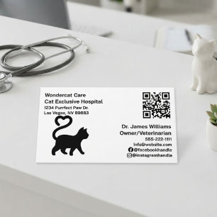 Simple , Modern , QR Code Veterinary Hospital  Business Card