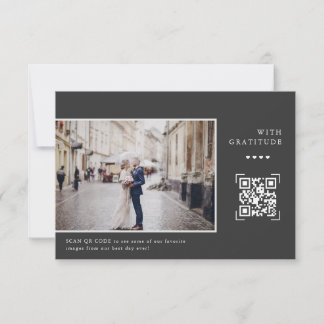 Simple Modern QR Code | Wedding Photo Thank You Card