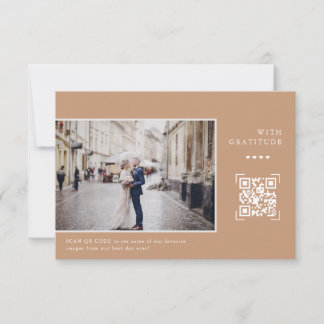 Simple Modern QR Code | Wedding Photo Thank You Card