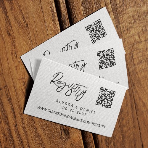 Simple Modern QR code wedding registry custom Enclosure Card