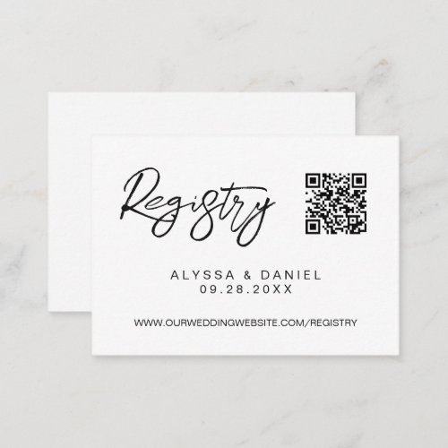 Simple Modern QR code wedding registry custom Enclosure Card