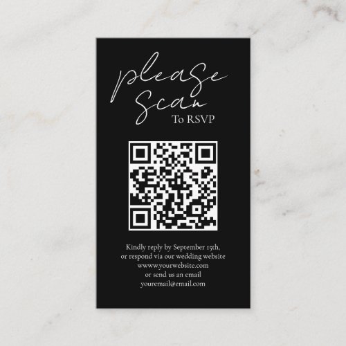 Simple Modern QR Code Wedding RSVP Enclosure Card
