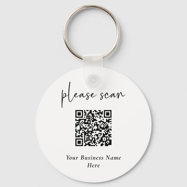 Simple Modern QR Code with Business Name Keychain (Front)