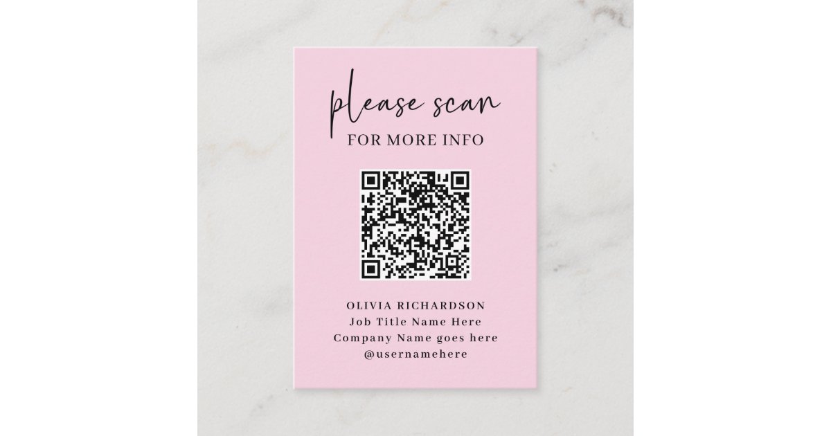 Simple Modern QR Code with Logo Back | Blush Pink Business Card | Zazzle