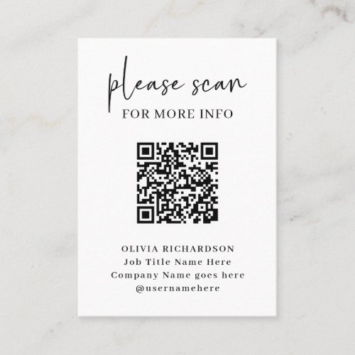 Simple Modern QR Code with Logo Back  Business Card