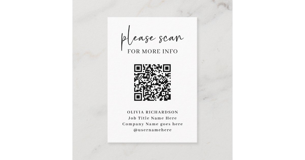 Simple Modern QR Code with Logo Back | Business Card | Zazzle