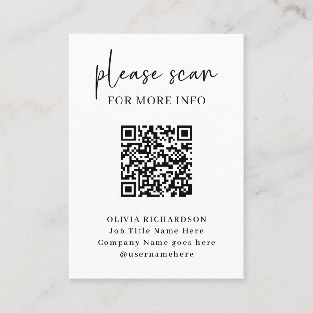 Simple Modern QR Code with Logo Back | Business Card (Front)