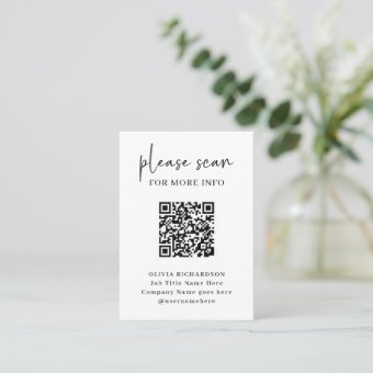 Simple Modern QR Code with Logo Back | Business Card | Zazzle