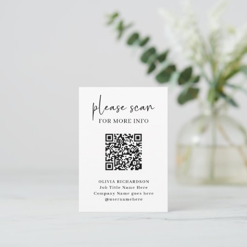 Simple Modern QR Code with Logo Back | Business Card | Zazzle