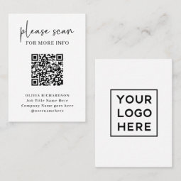 Simple Modern QR Code with Logo Back | Business Card | Zazzle