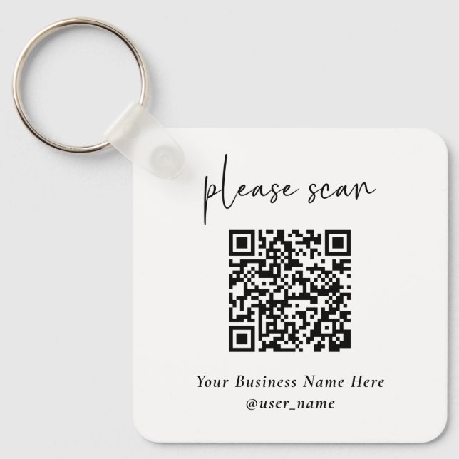 Simple Modern QR Code with Logo Back | Keychain (Front)