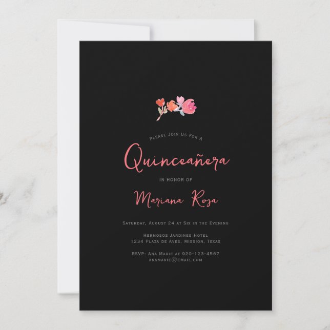Simple Modern Quinceanera Birthday Party Invitation (Front)