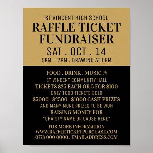 Simple  Modern Raffle Ticket Fundraiser Event Poster