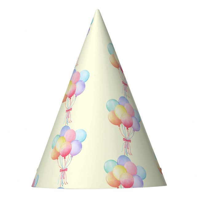 Simple Modern Rainbow Balloon birthday party Hat (Front)