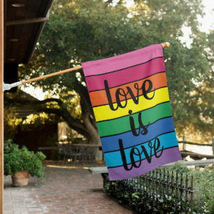 Simple Modern Rainbow Colors Stripes Pattern House Flag