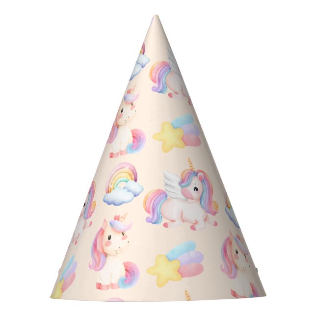 Simple Modern Rainbow unicorn birthday party Hat (Front)