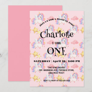 Simple Modern Rainbow unicorn birthday party Save The Date