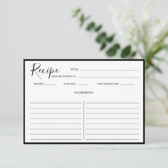 Simple Modern Recipe Card | Zazzle