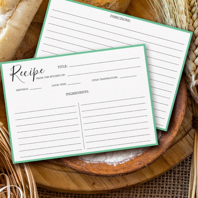 Simple Modern Recipe Card Green (Creator Uploaded)