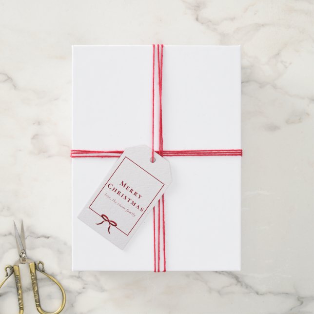 Simple Modern Red Bow  Gift Tags (With Twine)