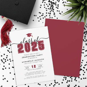 Simple Modern Red Graduation Party Invitation