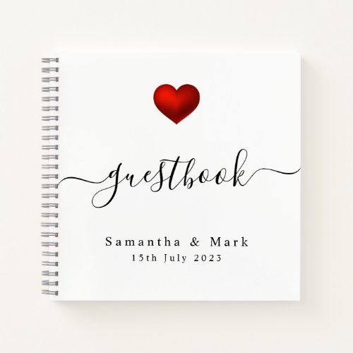 Simple Modern Red Heart Wedding Notebook