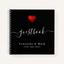 Simple Modern Red Heart Wedding