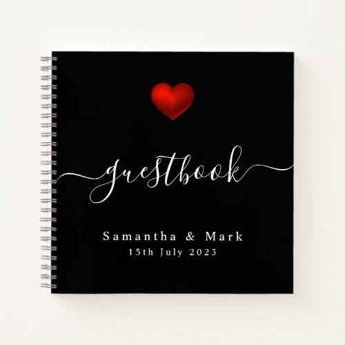 Simple Modern Red Heart Wedding Notebook