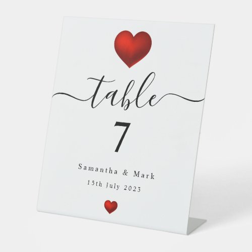 Simple Modern Red Heart Wedding Pedestal Sign