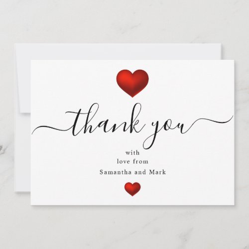 Simple Modern Red Heart White Wedding Flat Card