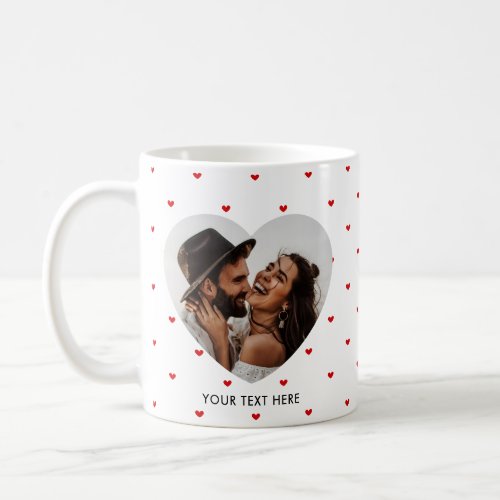 Simple Modern Red Hearts 2_Photo  Custom Text Coffee Mug