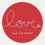 Simple Modern Red Loopy Love Heart Wedding Sticker
