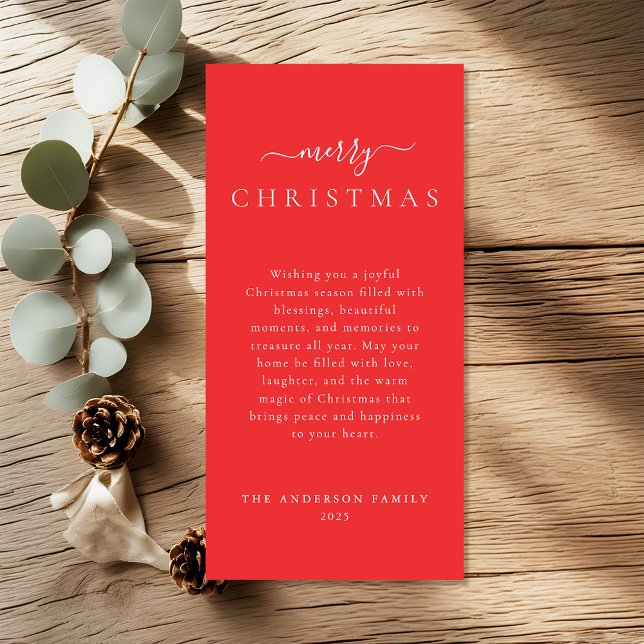 Simple Modern Red Merry Christmas Holiday Card (Creator Uploaded)