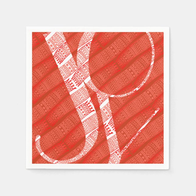 Simple Modern Red Pattern Christmas Joy Napkins (Front)