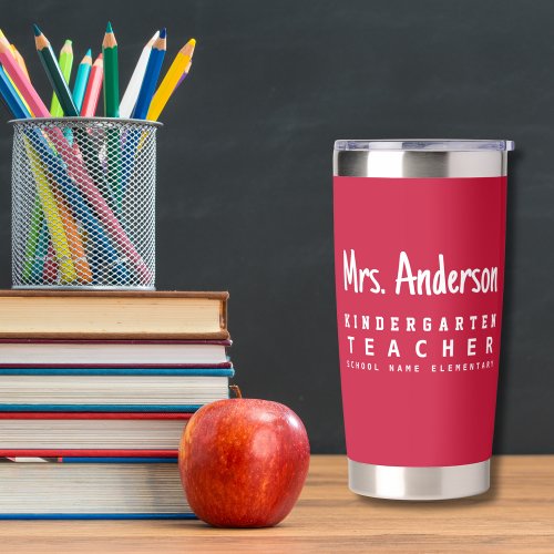 Simple Modern Red Personalized Teacher Insulated Tumbler