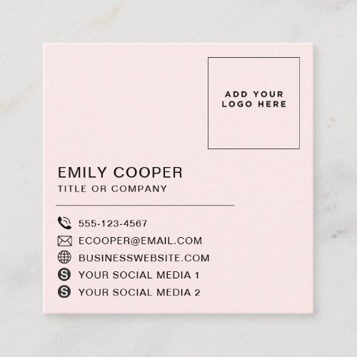 Simple Modern Red Pink Checker Checkerboard Logo Square Business Card