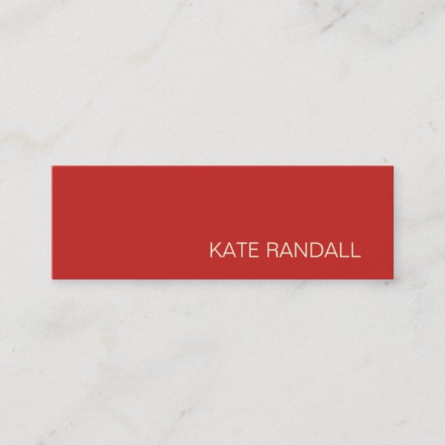Simple Modern Red Professional Mini Business Card (Front)