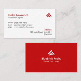 Simple Modern Red Real Estate Agent Realtors Business Card