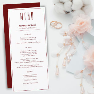 Simple Modern Red Script Wedding Menu