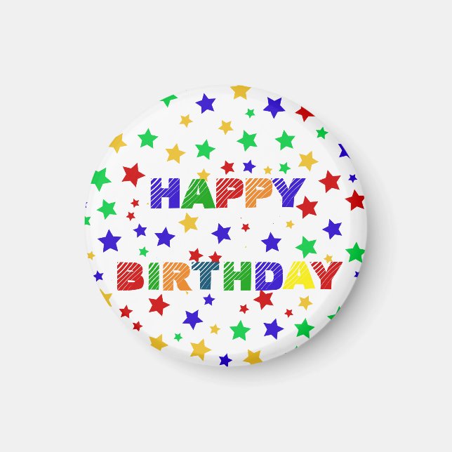 Simple Modern red Star colorful birthday party Magnet (Front)