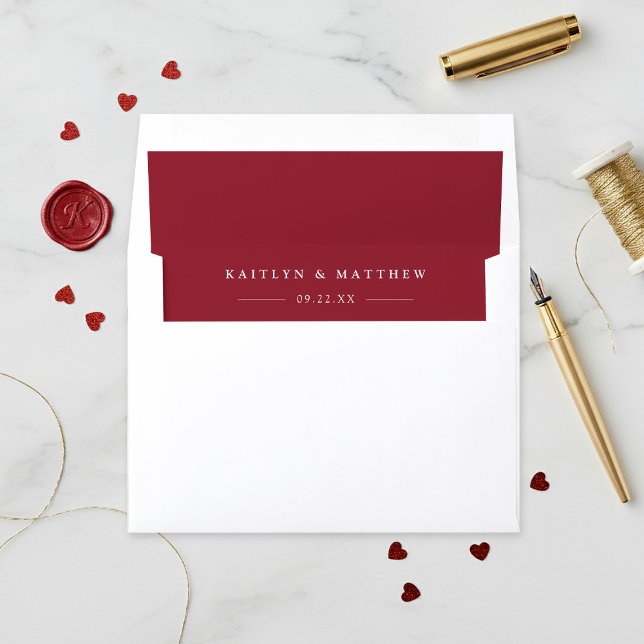 Simple Modern Red Wedding Envelope Liner (Creator Uploaded)