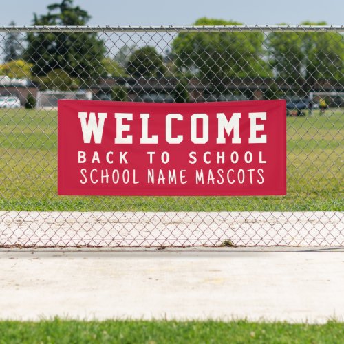 Simple Modern Red Welcome Back to School Mascots Banner