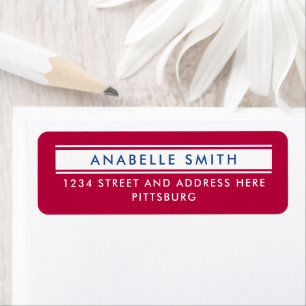 Simple Modern Red White Blue American Typography Label