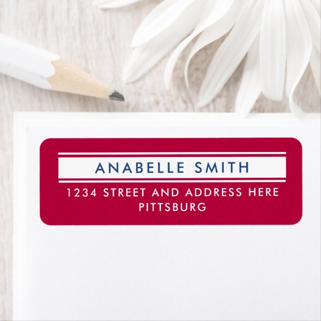 Simple Modern Red White Blue American Typography Label (Insitu)
