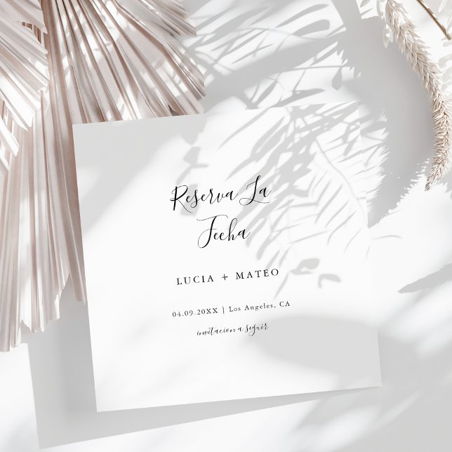 Simple Modern Reserva La Fecha | Spanish Black Save The Date (Creator Uploaded)